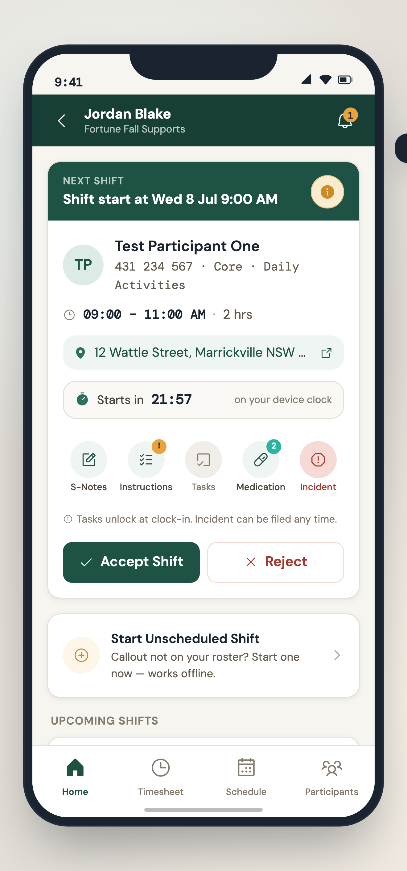 Tendaroo field worker app on the field worker app